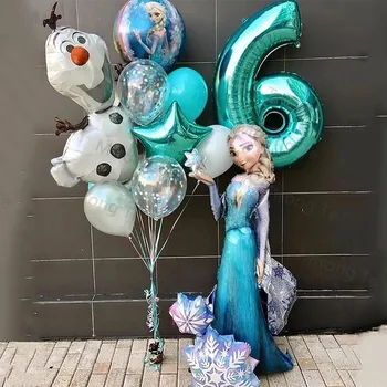 3D Елза Снежна Принцеса Балони Балони, Коледна Украса За Дома Карикатура Принцеса Рожден Ден Украси Детски Душ