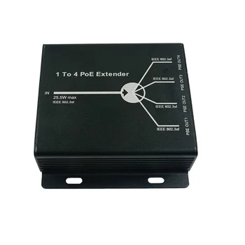 4 Порта IEEE802.3at 25,5 W PoE Удължител/Ретранслатор за IP камери Увеличават предаване на разстояние 120 м с 10/100 м LAN портове