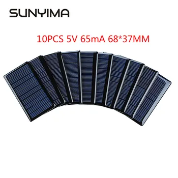 SUNYIMA 10PCS 5V 65mA 68x37mm Слънчеви Панели Поликристаллические Мини Слънчеви панели Sunpower САМ Фотоэлектрическая Панел за Зарядно Устройство
