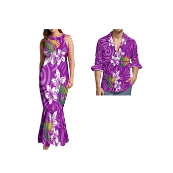 Произведено по Поръчка Гавайское Женски Сватбена Рокля в стила на Тропически Цветя, Рокли На Русалка На Бретелях, Vestidos Para Fiesta Hawaiana